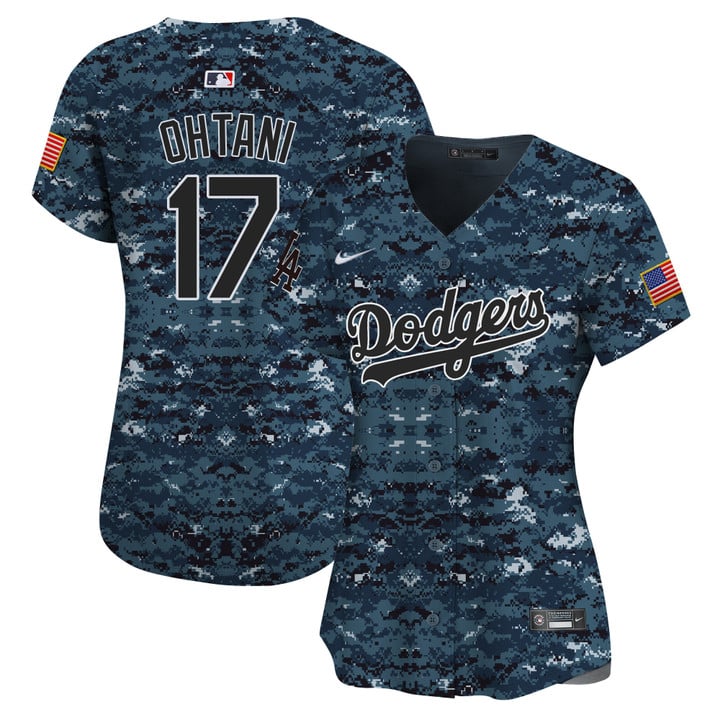 Women Los Angeles Dodgers #17 Ohtani Camo Stitched 2025 Jersey style 2